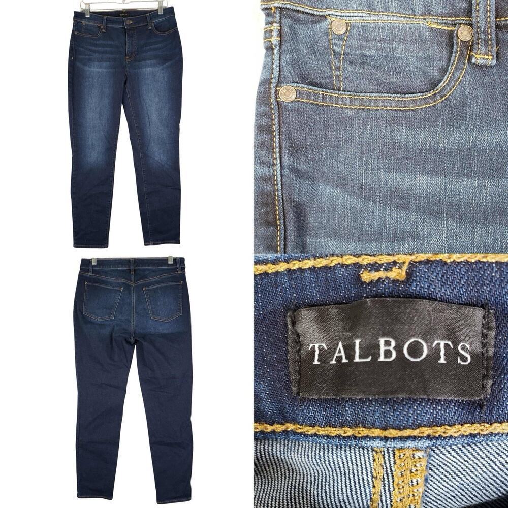 Talbots Jeans Slim Ankle Womens Size 8 Mid Rise Denim Dark Wash 5-Pocket